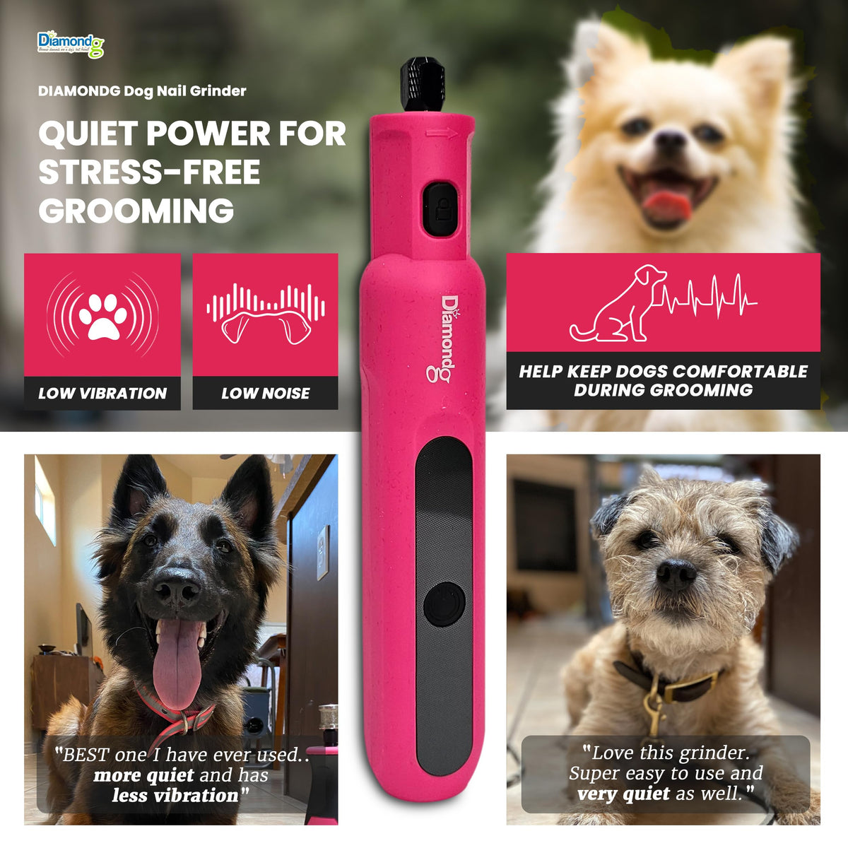 Pink Dog Nail Grinder with LED Light F30716