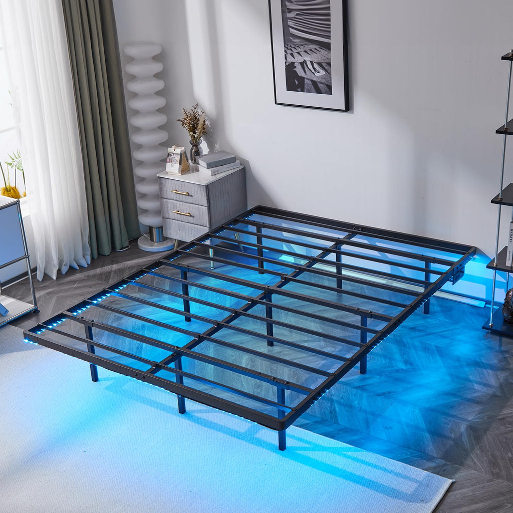 14 Inch Full Floating Bed Frame with USB Charging Station and LED Lights G527339