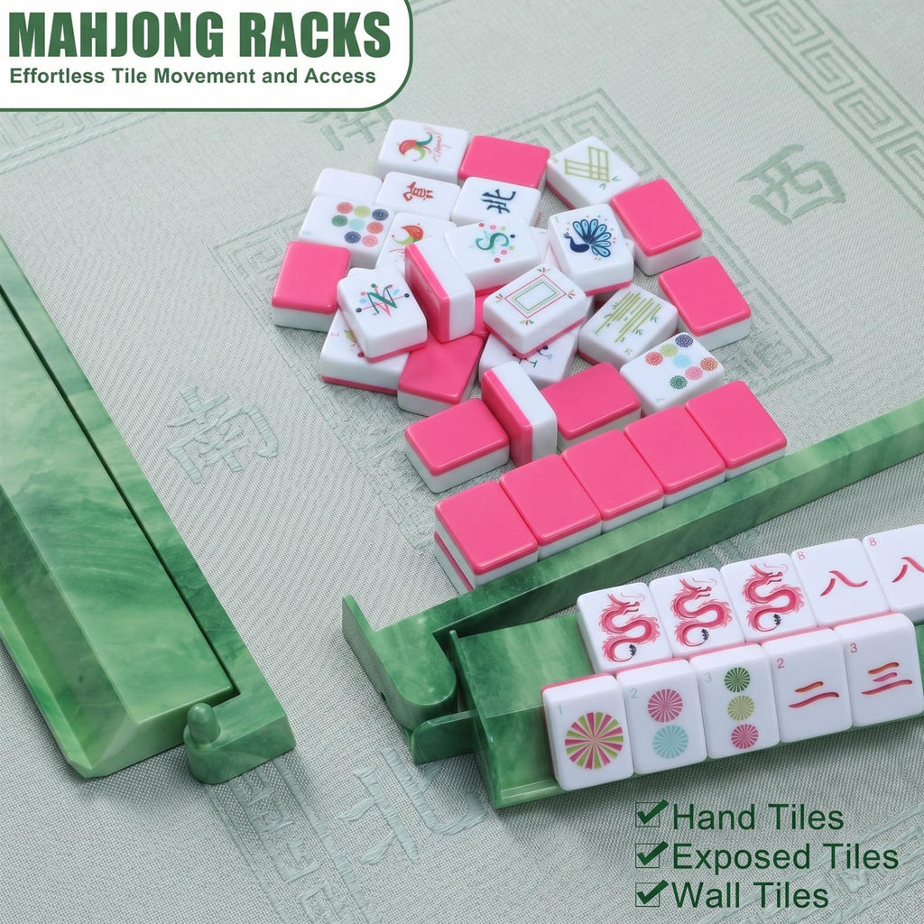 4 Pcs 18.7 Inch Acrylic Mahjong Tile Racks with Pushers I8015