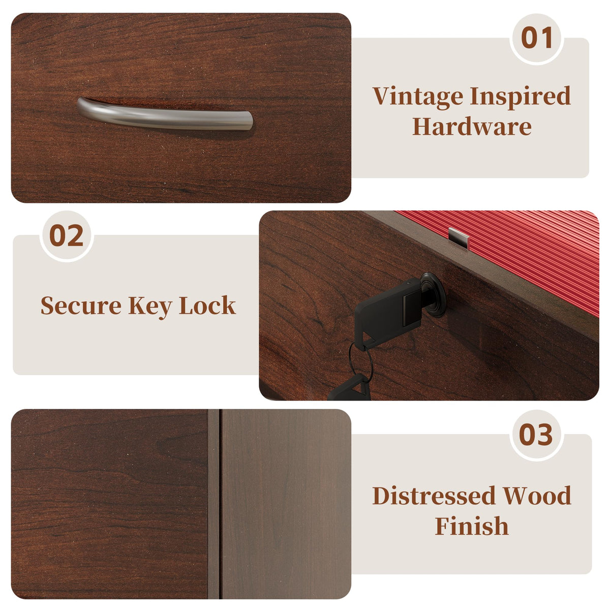 2 Drawer Wood File Cabinet with Lock M44129