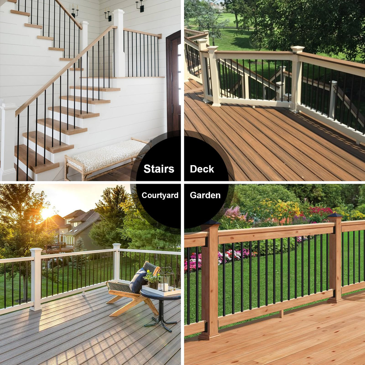 100 Pack 26" Round Black Aluminum Deck Balusters U137704