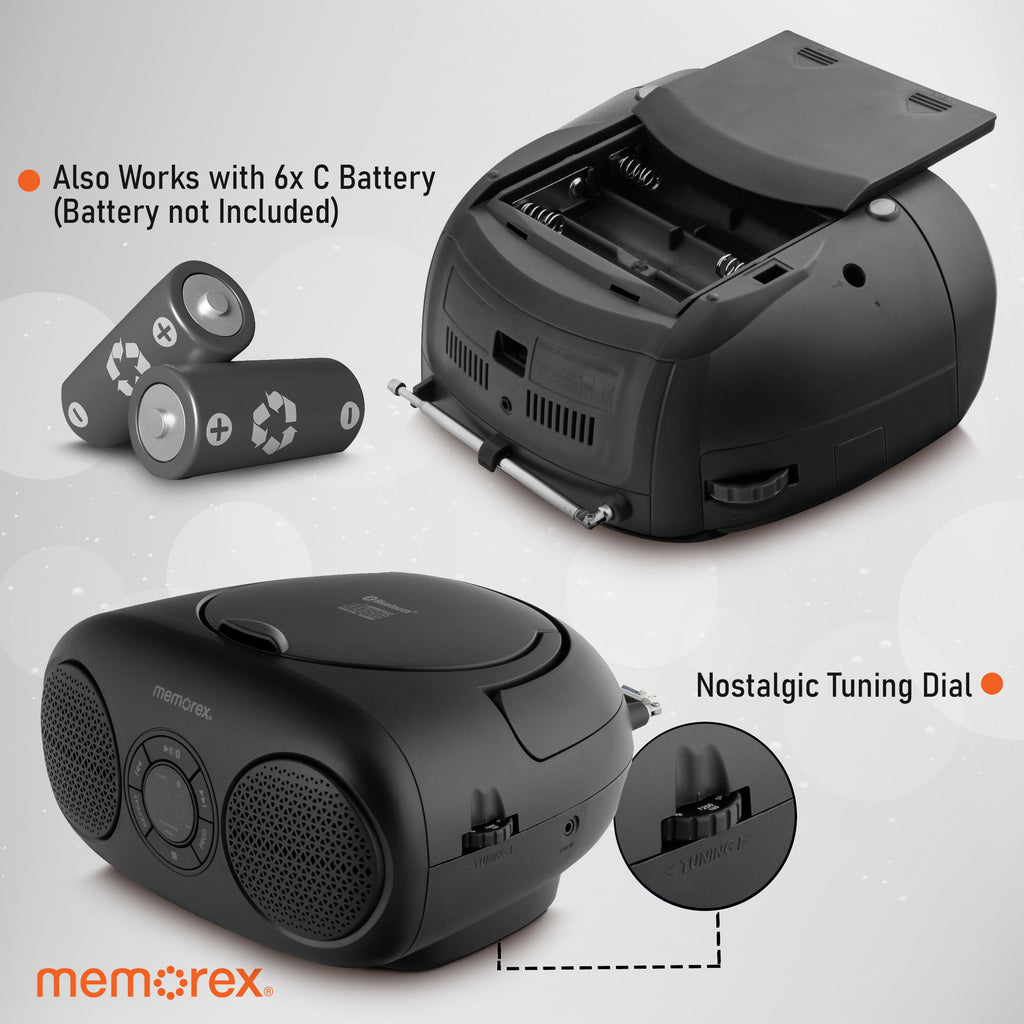 AM/FM Top Loading CD Player Portable Stereo with Auxiliary Input and LED Display V7221