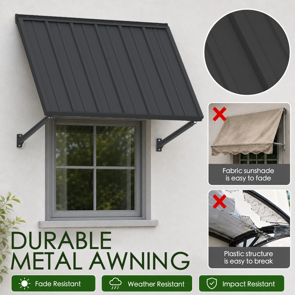 Adjustable Door Window Awning 42"W×32" F137479