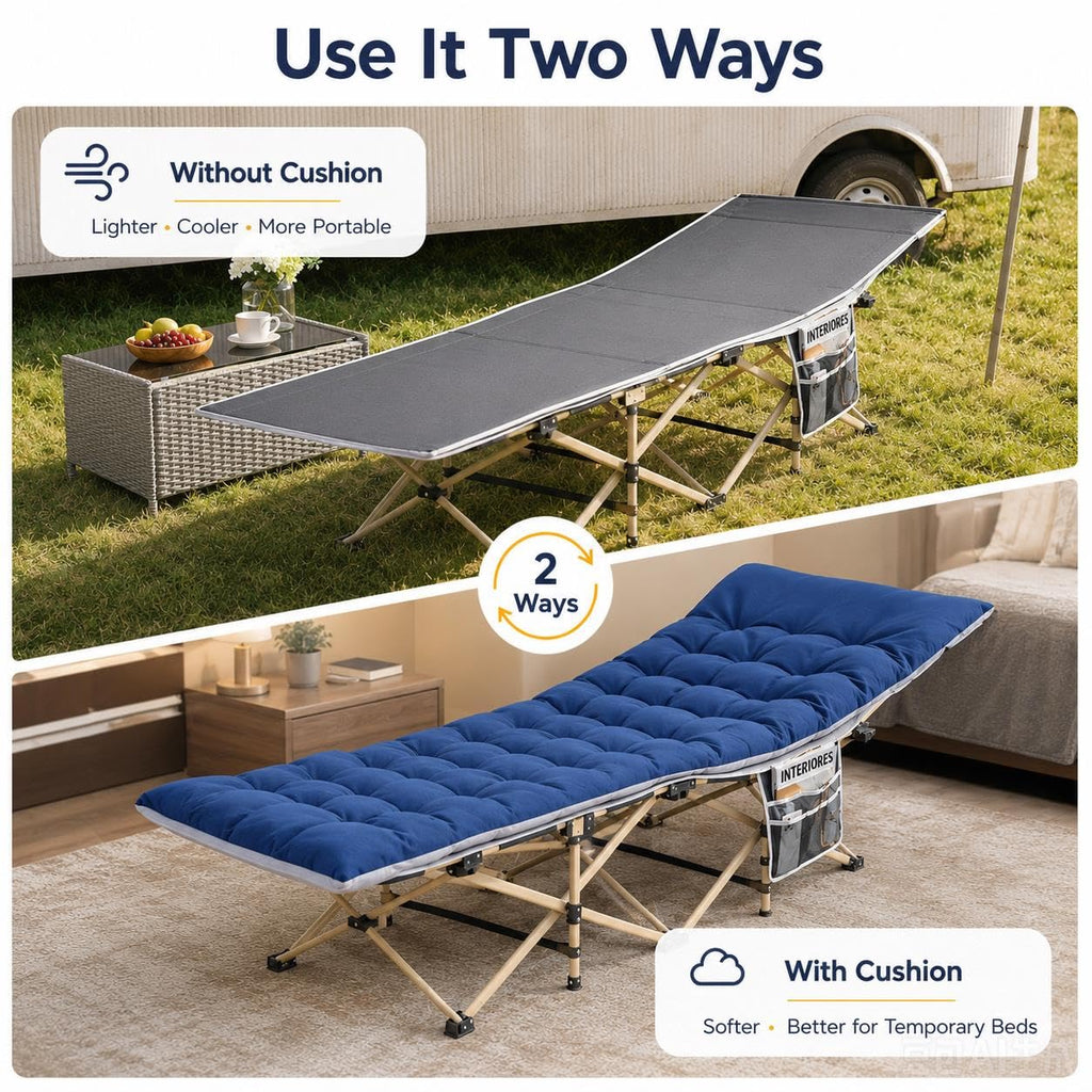 Folding Camping Cot with Thick Mat & Carry Bag R561