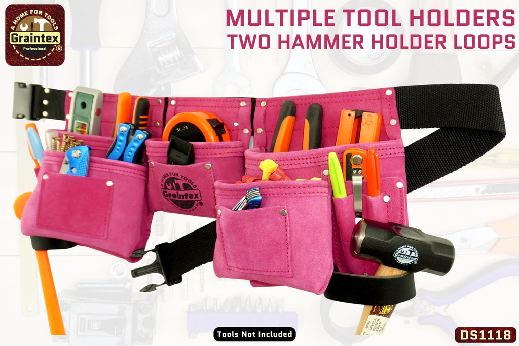 Pink 8 Pocket Suede Leather Tool Belt C9250