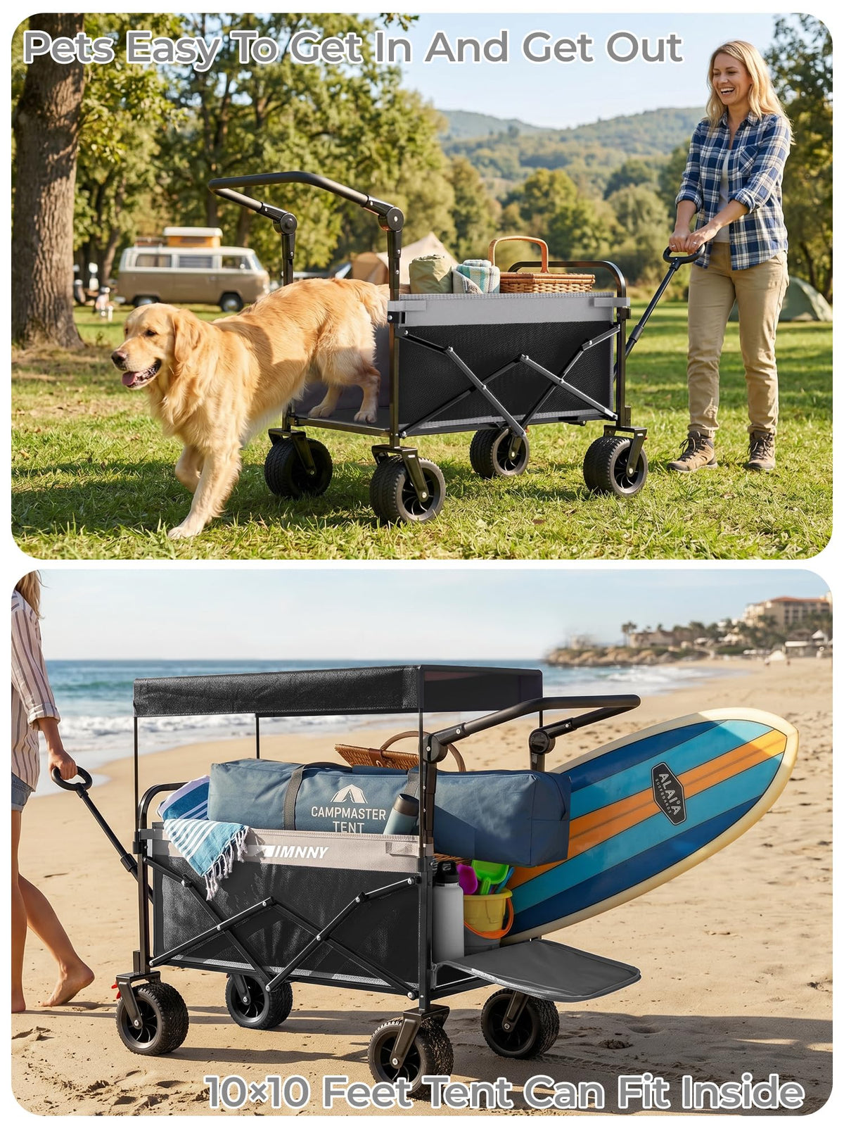 Collapsible Wagon with Canopy Black B92290