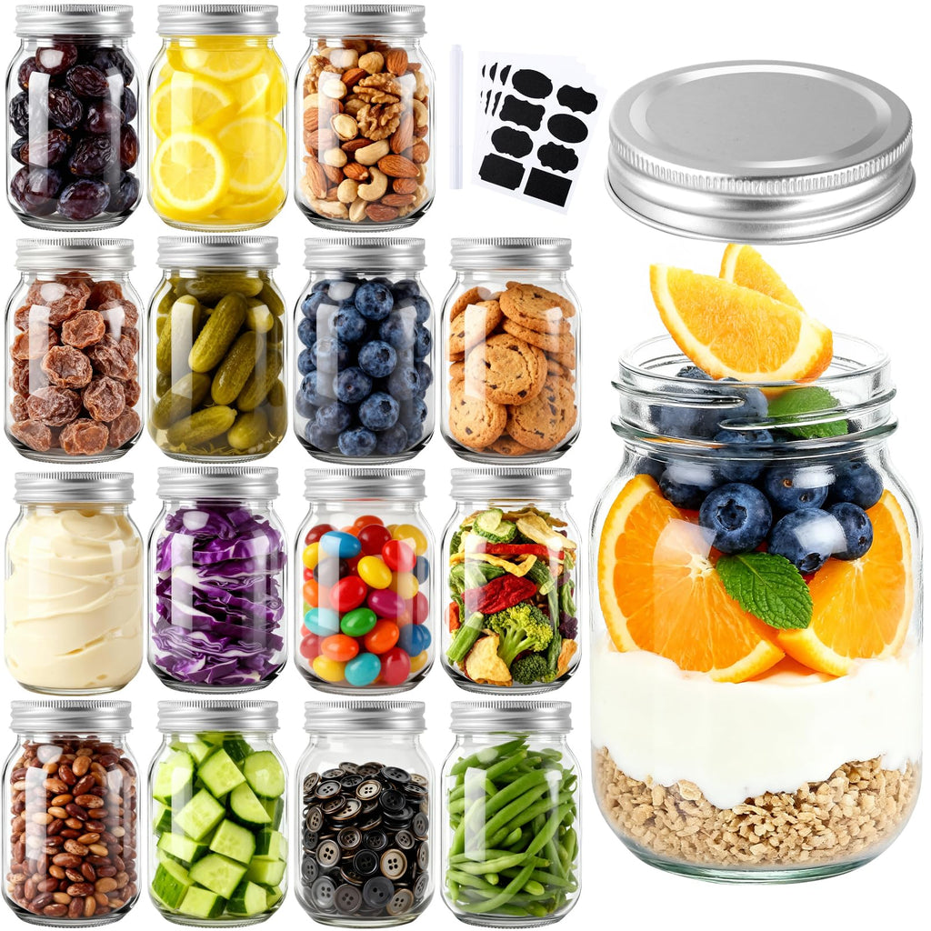 16 Pack 16 Oz Clear Glass Mason Jars O126