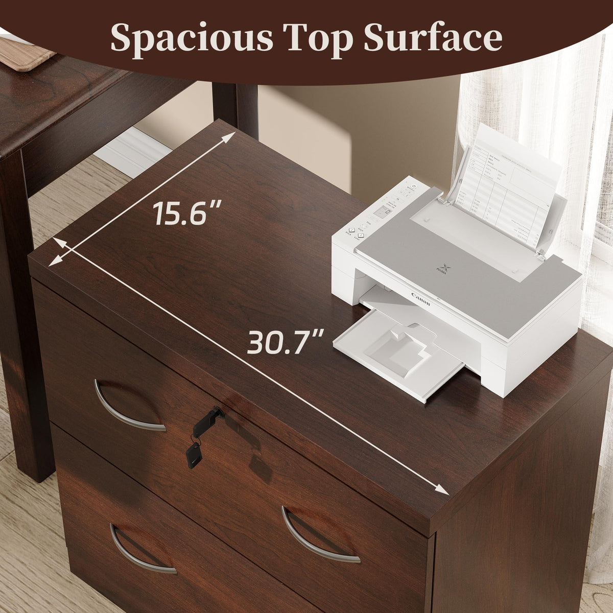 2 Drawer Wood File Cabinet with Lock M44129