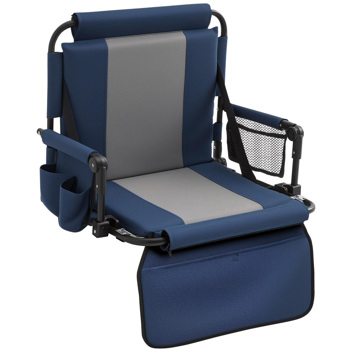 Portable Foldable Bleacher Chair with Cup Holders Blue S763316