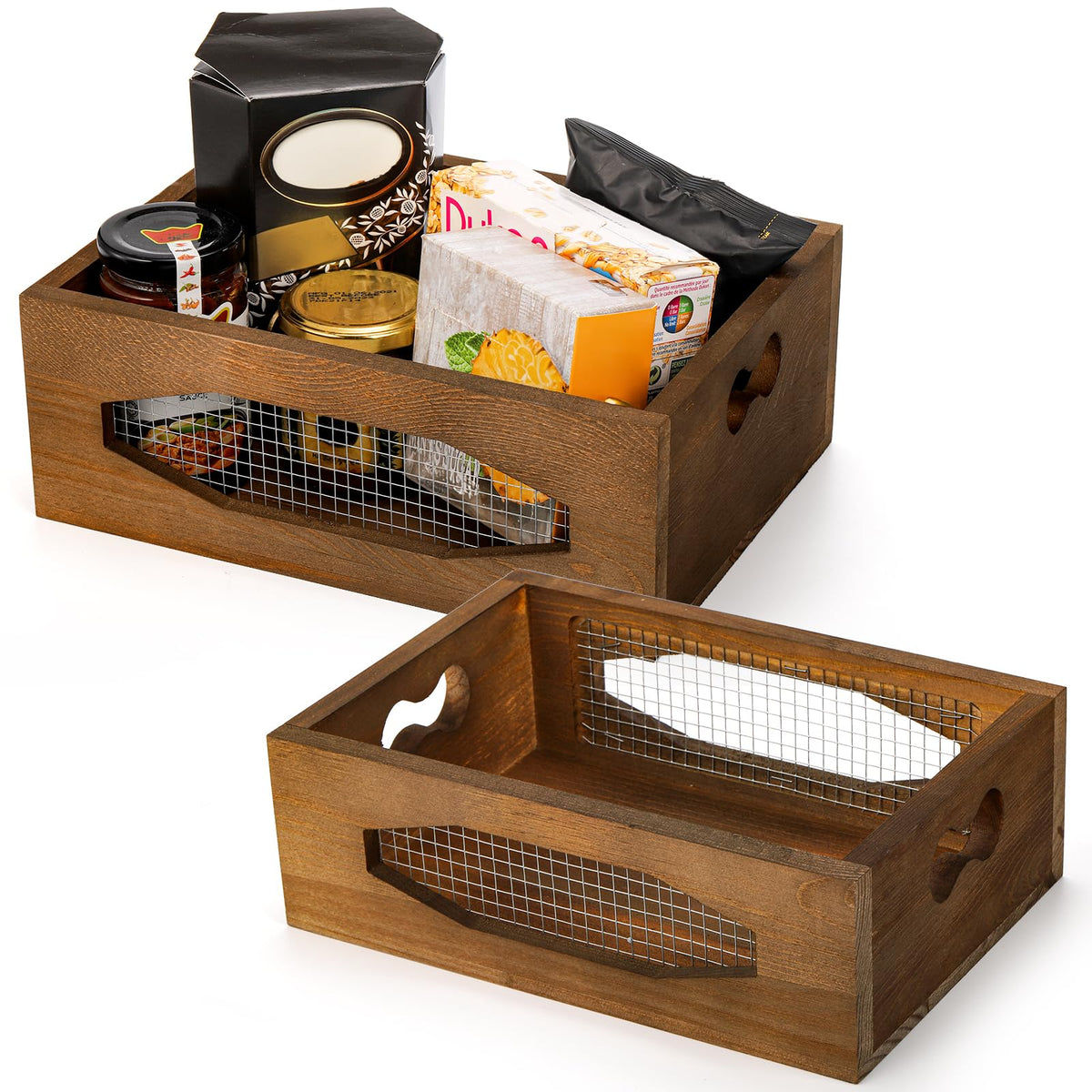 Set of 2 Wooden Nesting Countertop Baskets Y34405