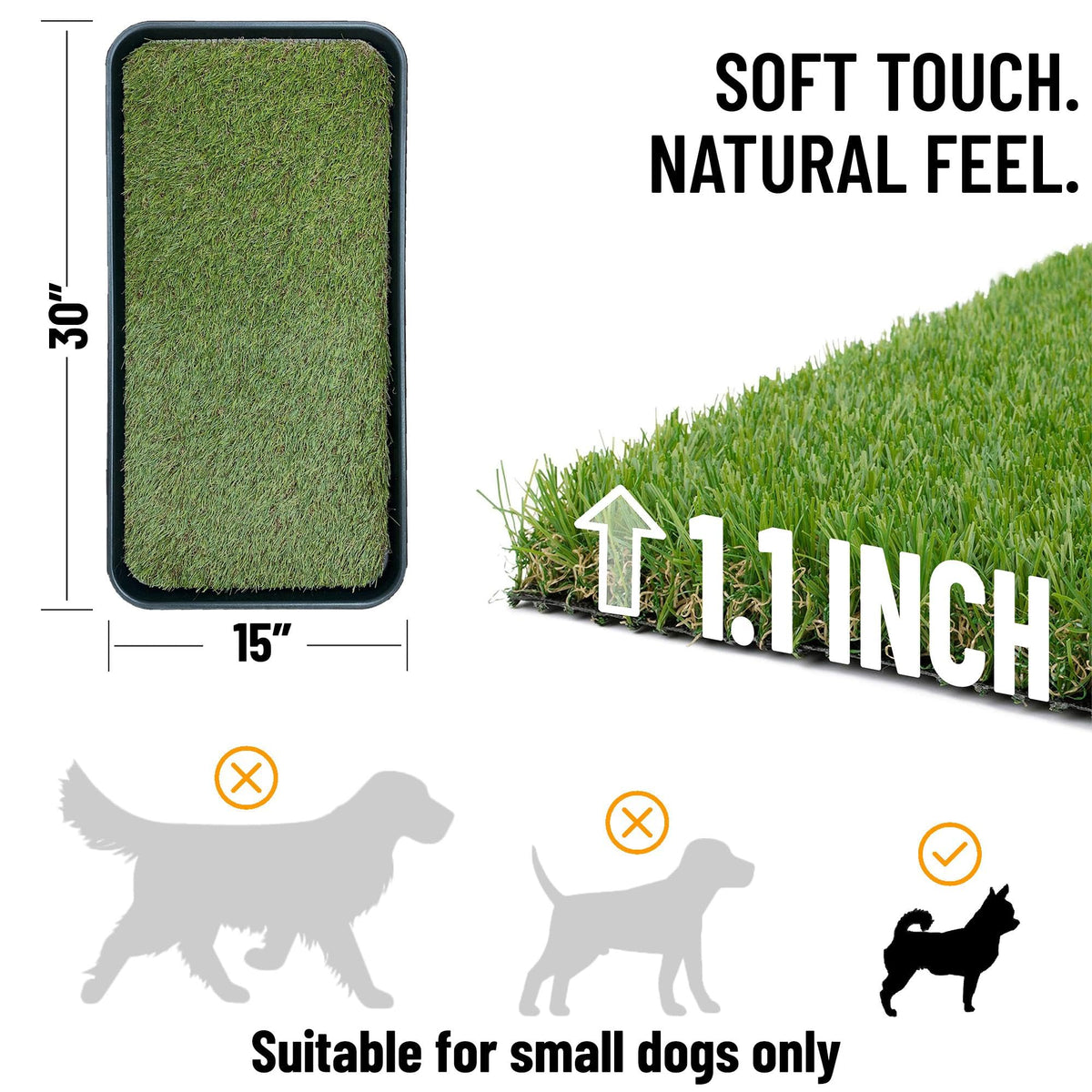 Artificial Grass Puppy Potty Training Pad with Tray 15" x 30" V1123