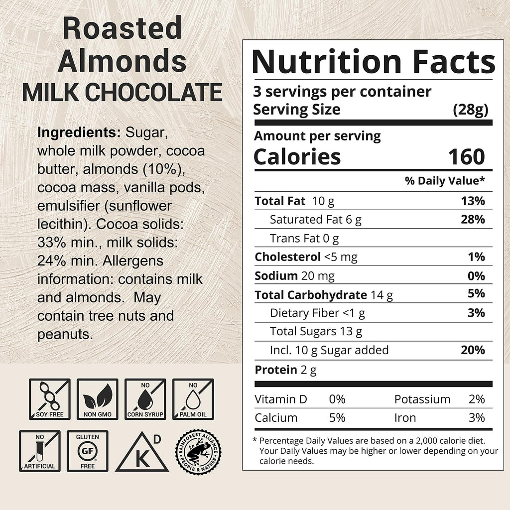 Milk Chocolate Bar with Almonds 3 oz 2 Pack E65514