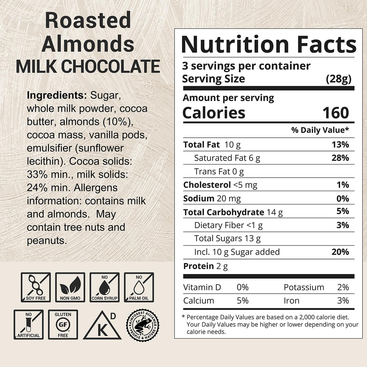 Milk Chocolate Bar with Almonds 3 oz 2 Pack E65514