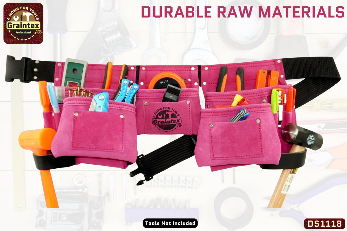 Pink 8 Pocket Suede Leather Tool Belt C9250