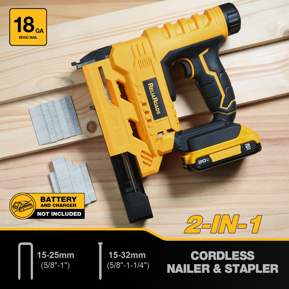 2-in-1 Cordless 18GA Brad Nailer & 1/4 Crown Stapler Y42035