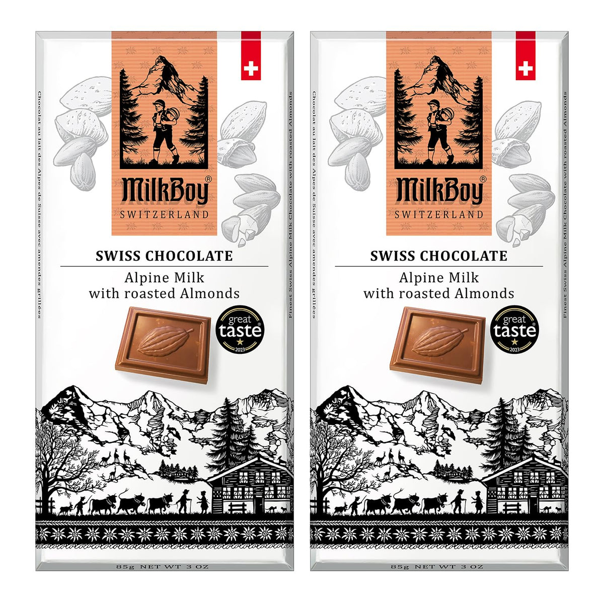 Milk Chocolate Bar with Almonds 3 oz 2 Pack E65514