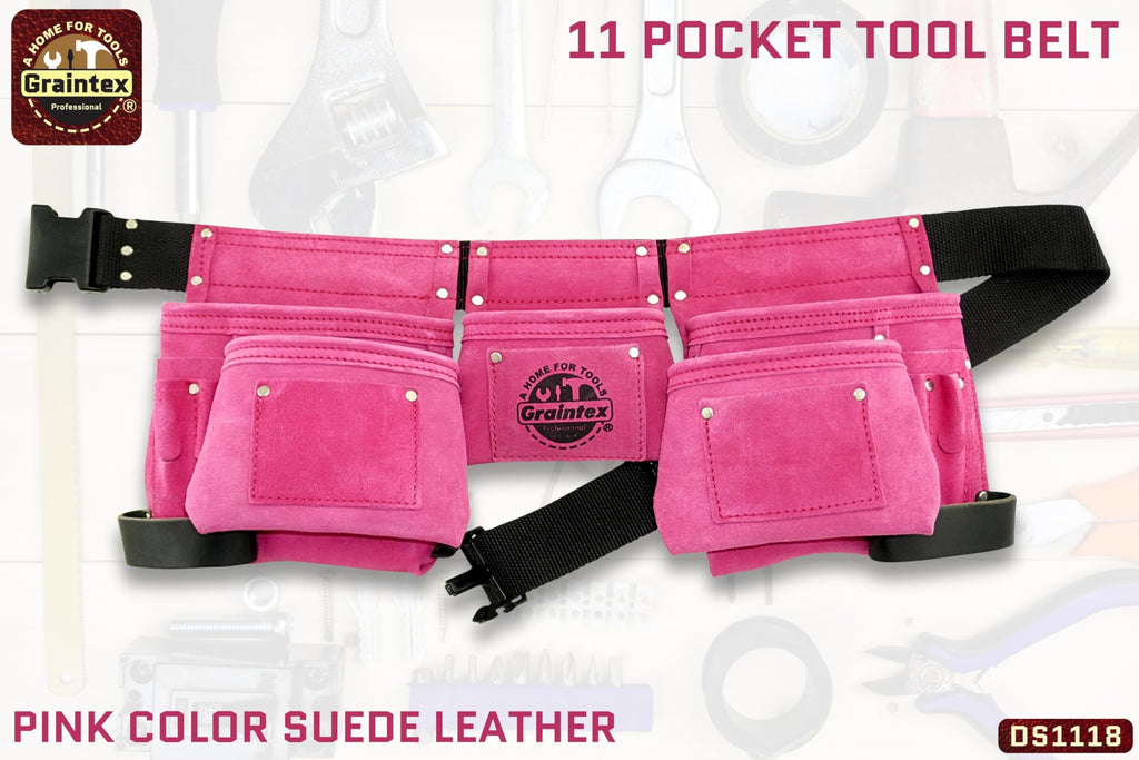 Pink 8 Pocket Suede Leather Tool Belt C9250