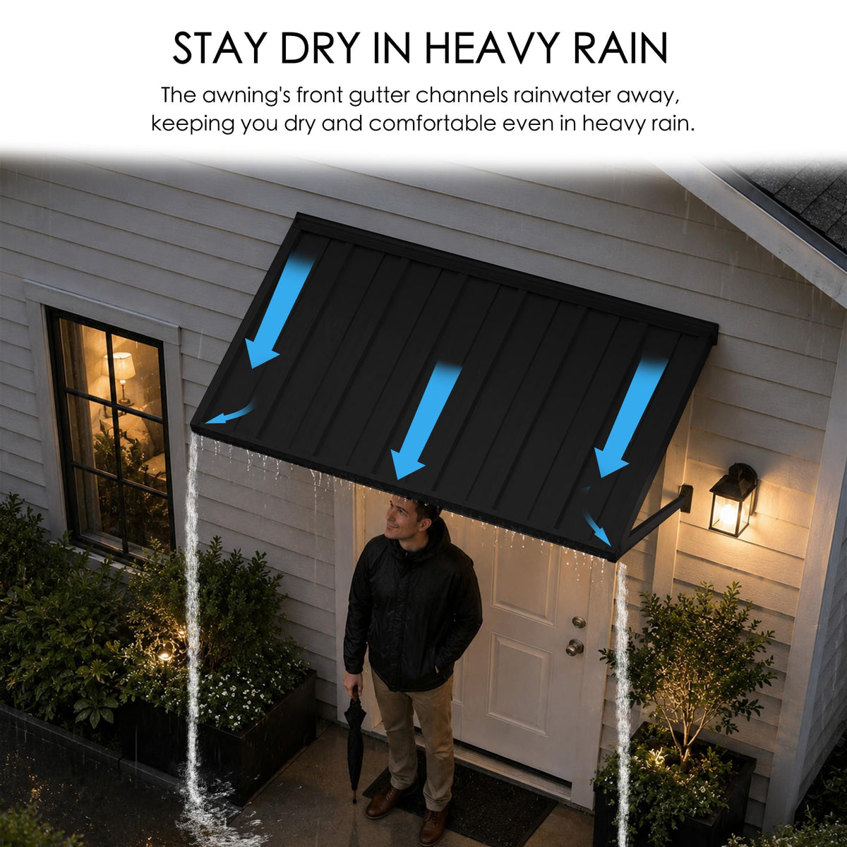 Adjustable Door Window Awning 42"W×32" F137479