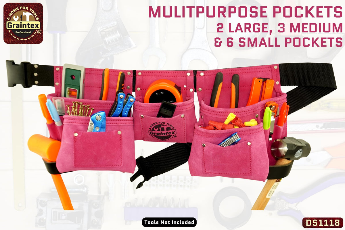 Pink 8 Pocket Suede Leather Tool Belt C9250