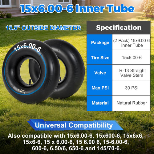 15x6.00-6 Lawn Mower Inner Tube, 2 Pack L59524