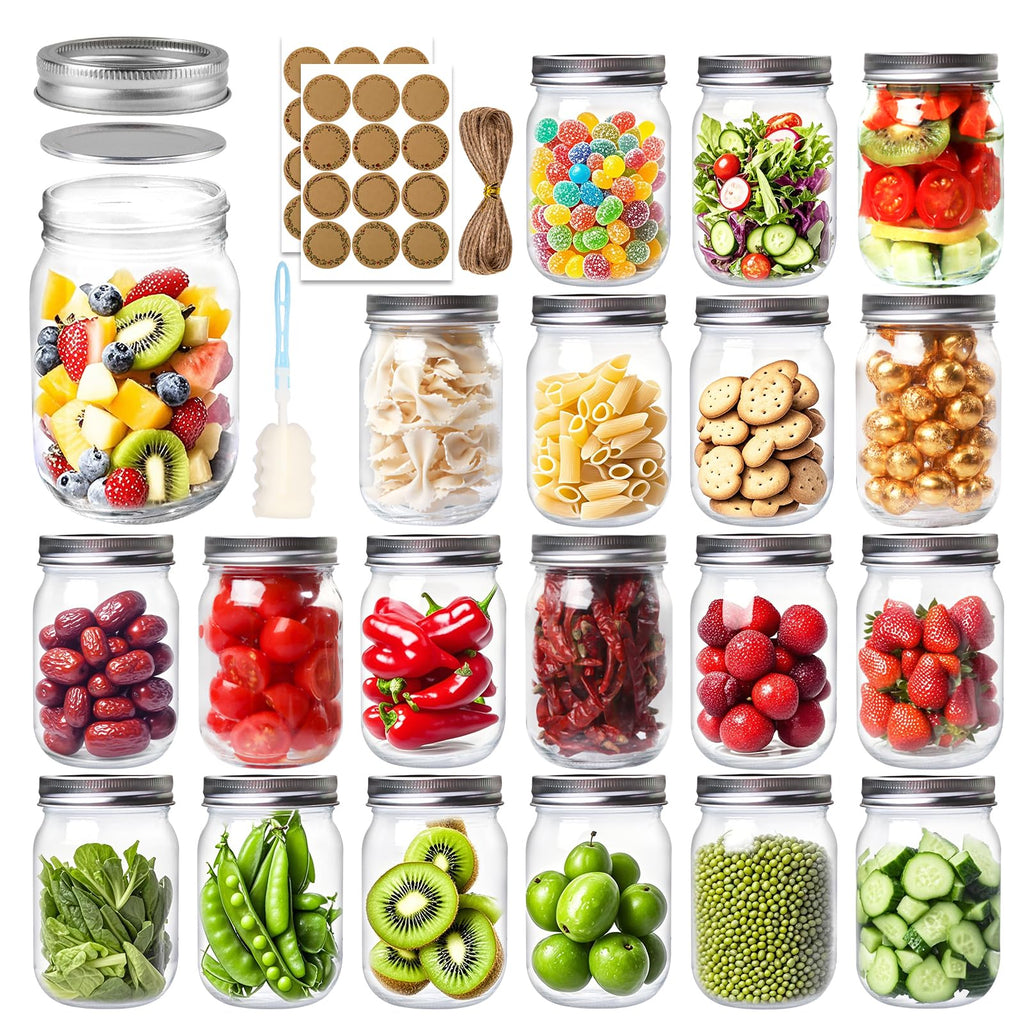 12 oz Mason Jars with Lids and Bands, 20 Pack Q474752