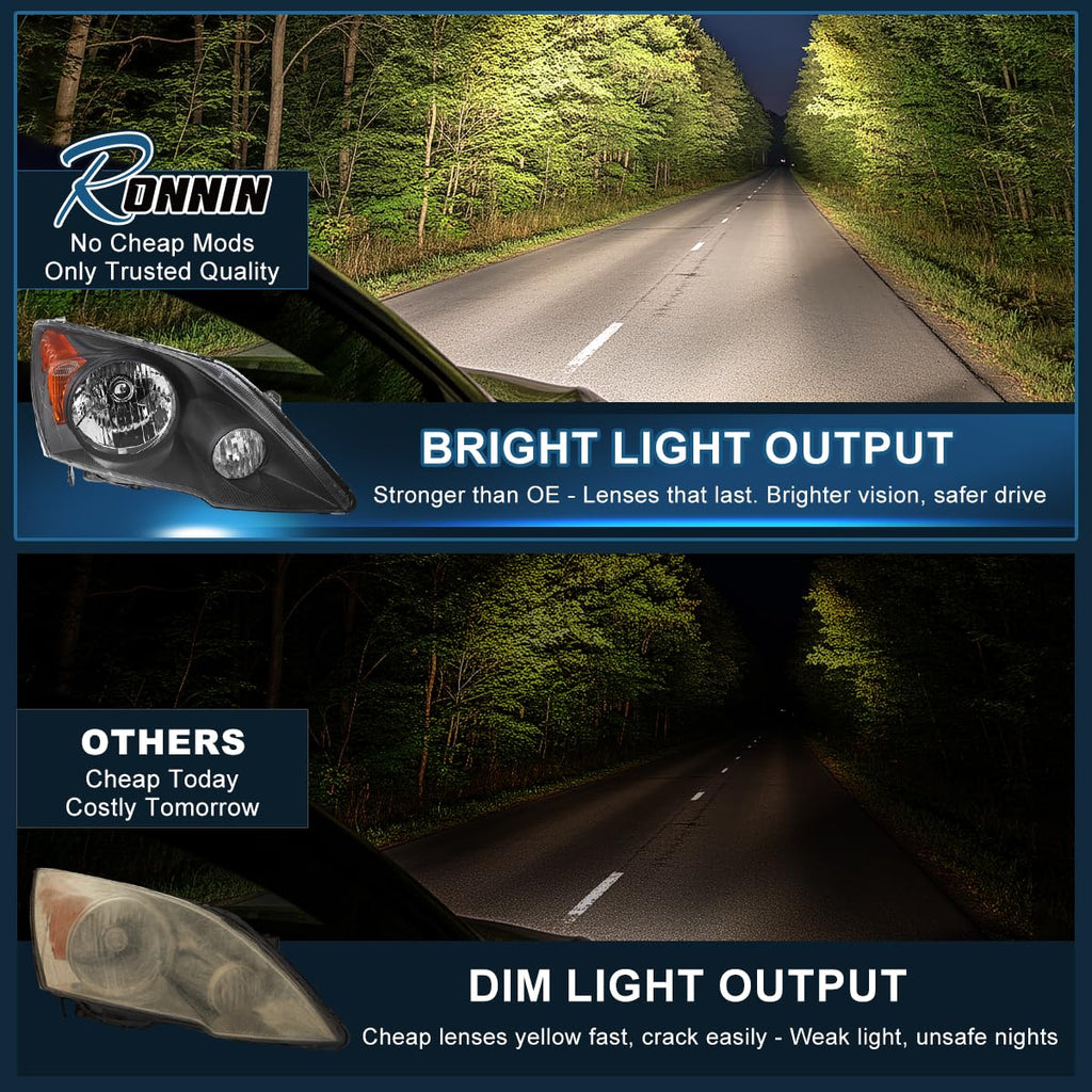 Black Halogen Headlights Pair Q582