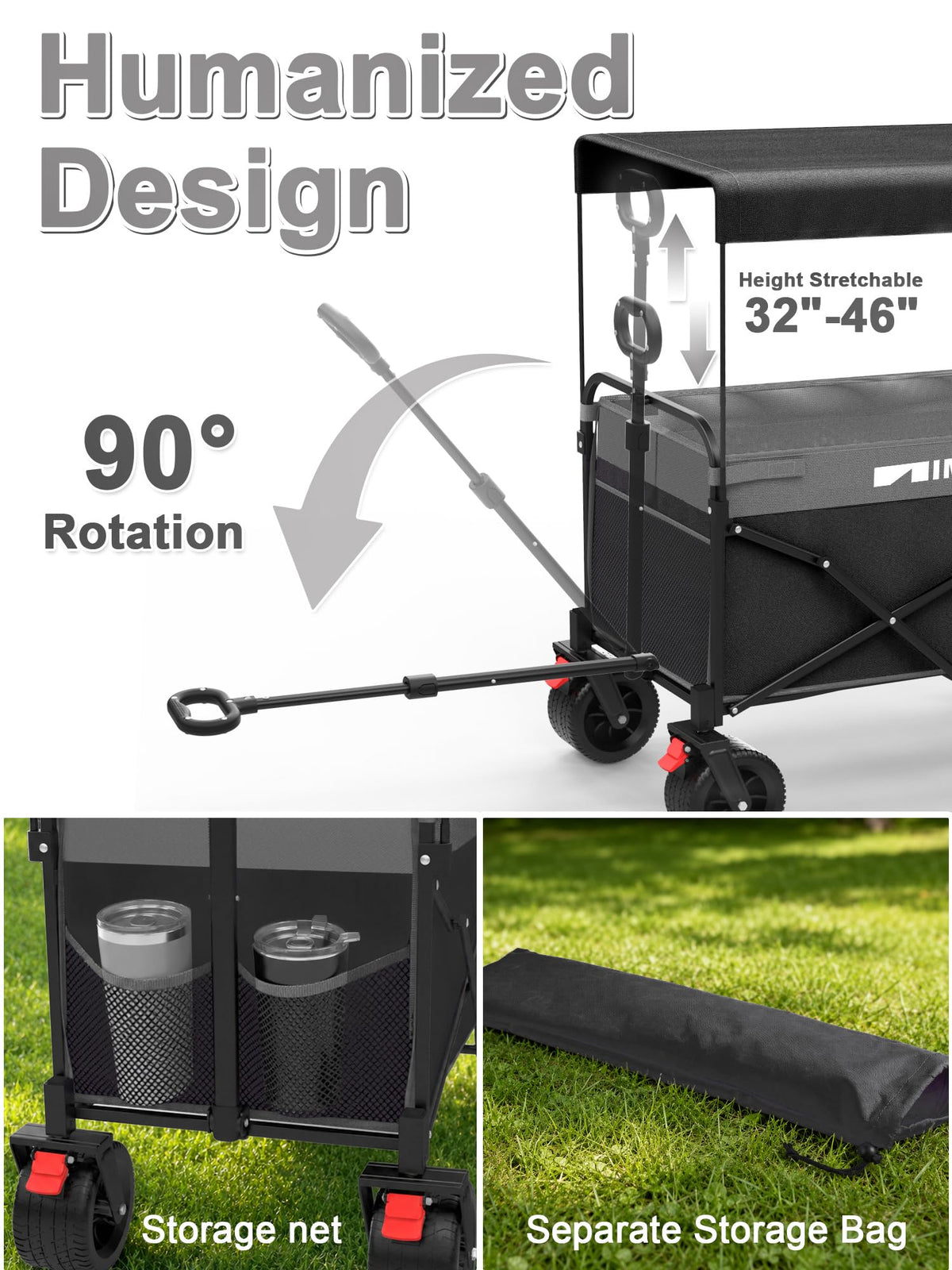 Collapsible Wagon with Canopy Black B92290