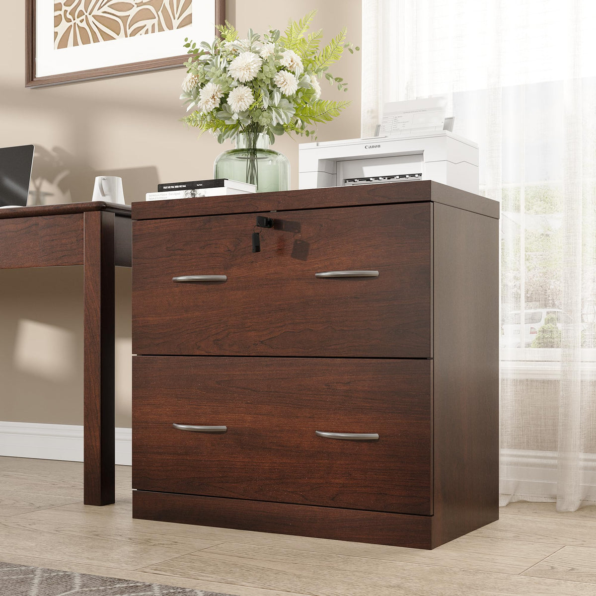 2 Drawer Wood File Cabinet with Lock M44129