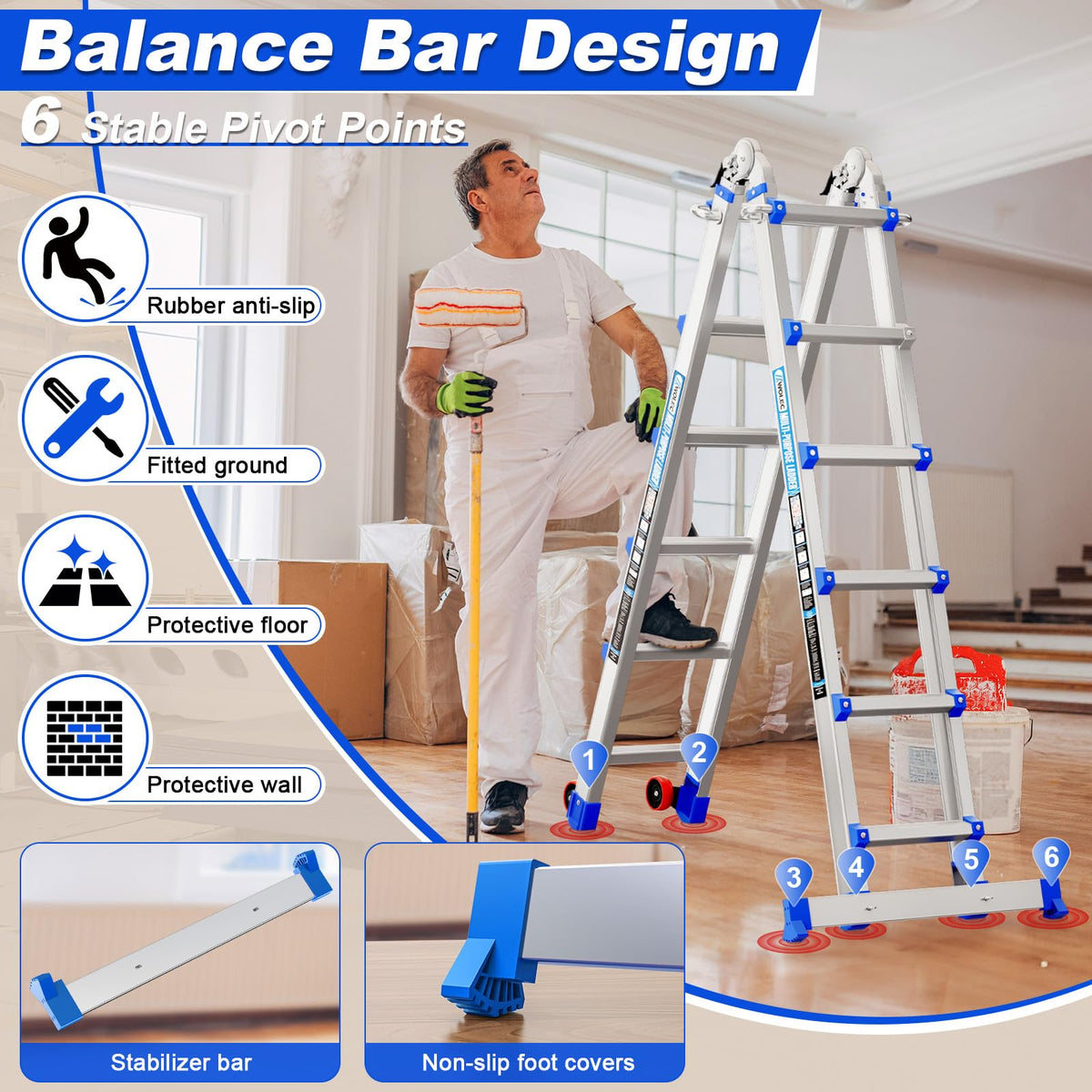 20FT Multi-Position Telescoping Ladder D702575