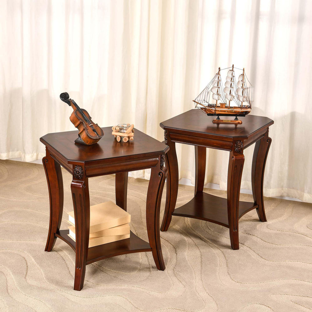 Vintage Wood End Table with Storage Shelf K554