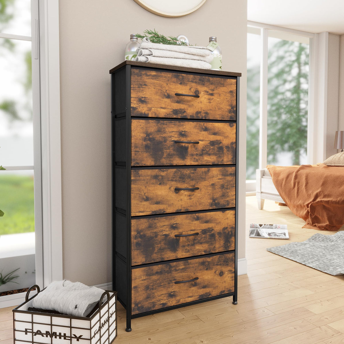 5 Drawer Fabric Dresser W967