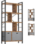 5 Tier Rustic Brown Bookshelf with Drawers I99162