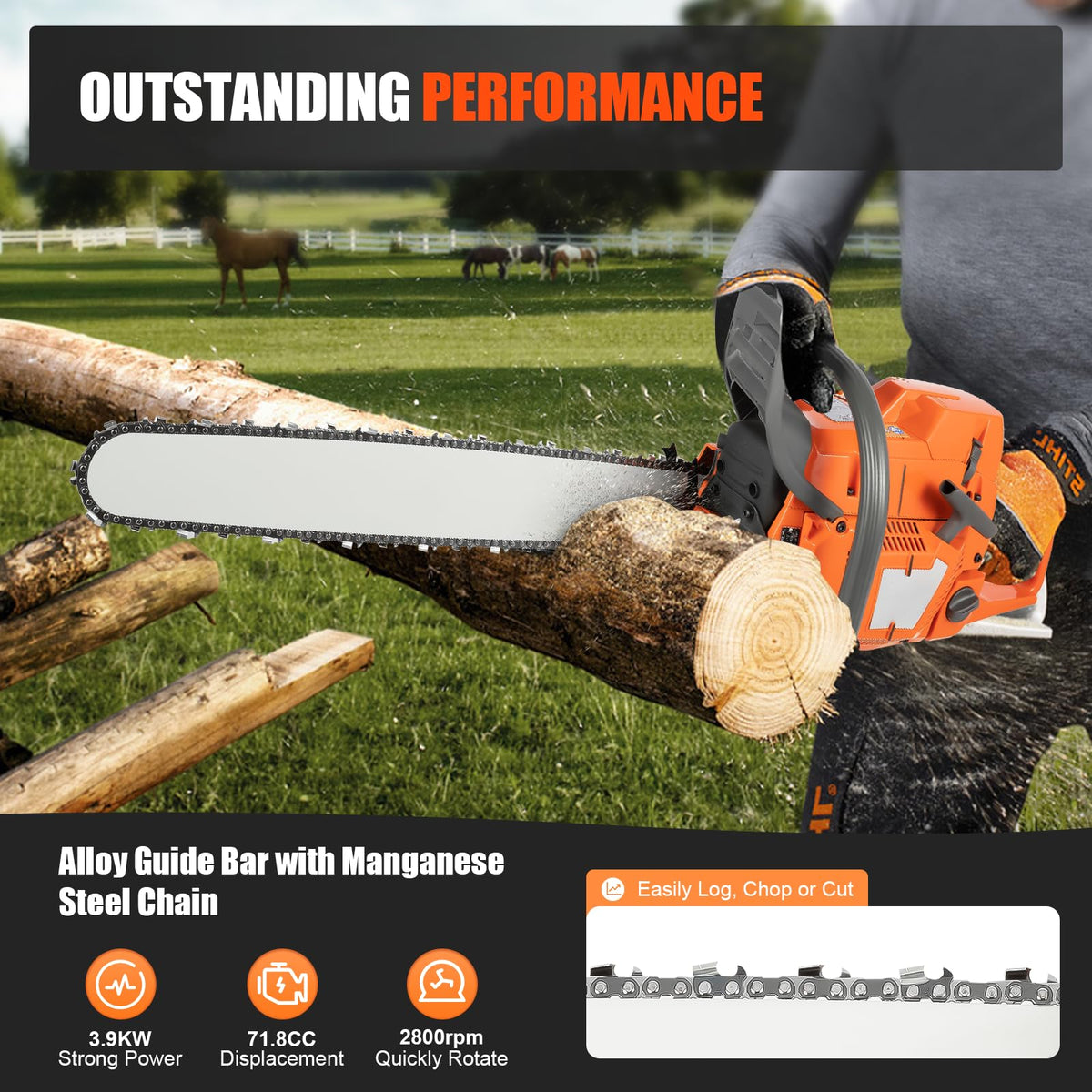 24'' 72CC 2-Stroke Gas Chainsaw K5498