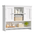 31.5"W 3-Tier Wall Mounted Bathroom Cabinet with Hooks Q70659