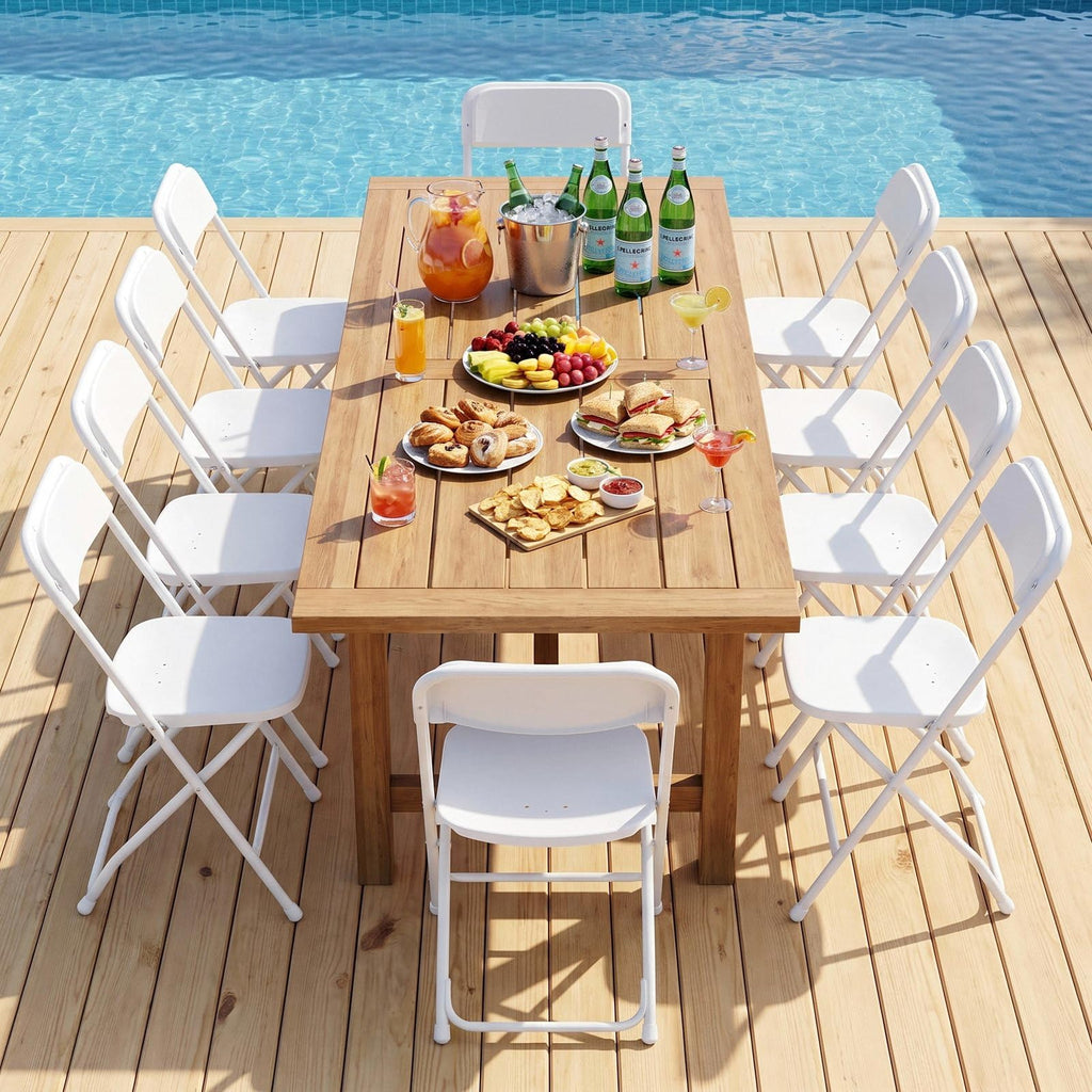 10 Pack White Plastic Folding Chair O325
