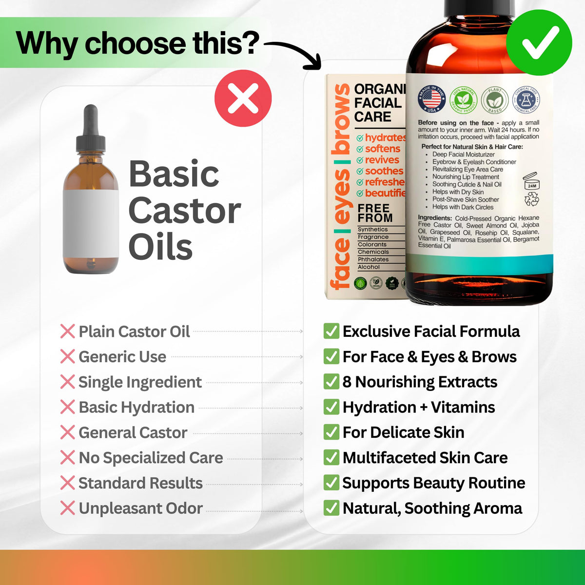 Organic Castor Oil with Jojoba Rosehip Grapeseed Squalane Vitamin E 1oz Z574