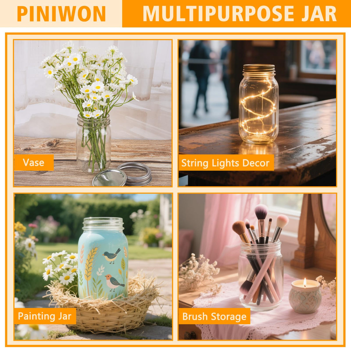 12 oz Mason Jars with Lids and Bands, 20 Pack Q474752