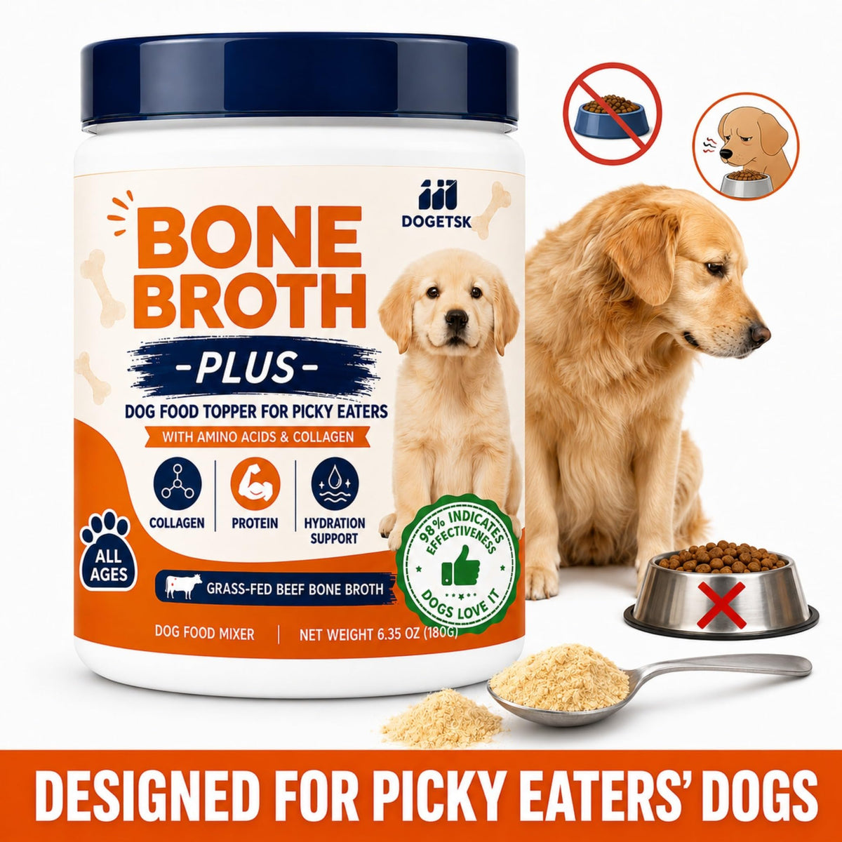 Beef Bone Soup Dog Supplement with Collagen and Protein G28281
