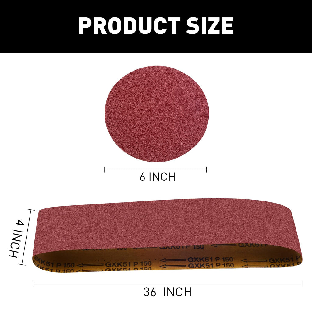4 x 36 Inch Aluminum Oxide Sanding Belts and 6 Inch Sanding Discs Pack of 14 A9317