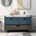 Navy Storage Bench with Drawers and Basket H69582