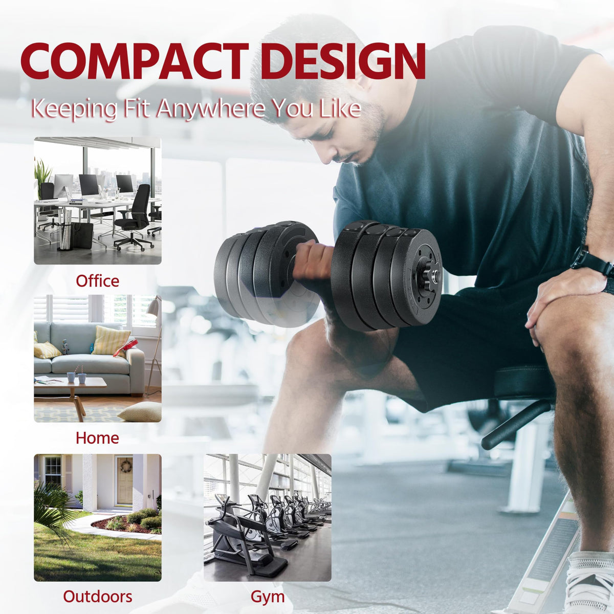 Adjustable Dumbbell Set with Spinlock Collars F114969