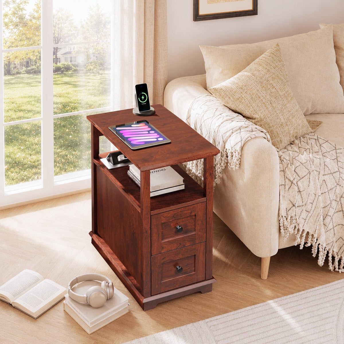 End Table with Charging Station & 2 Drawers I518895
