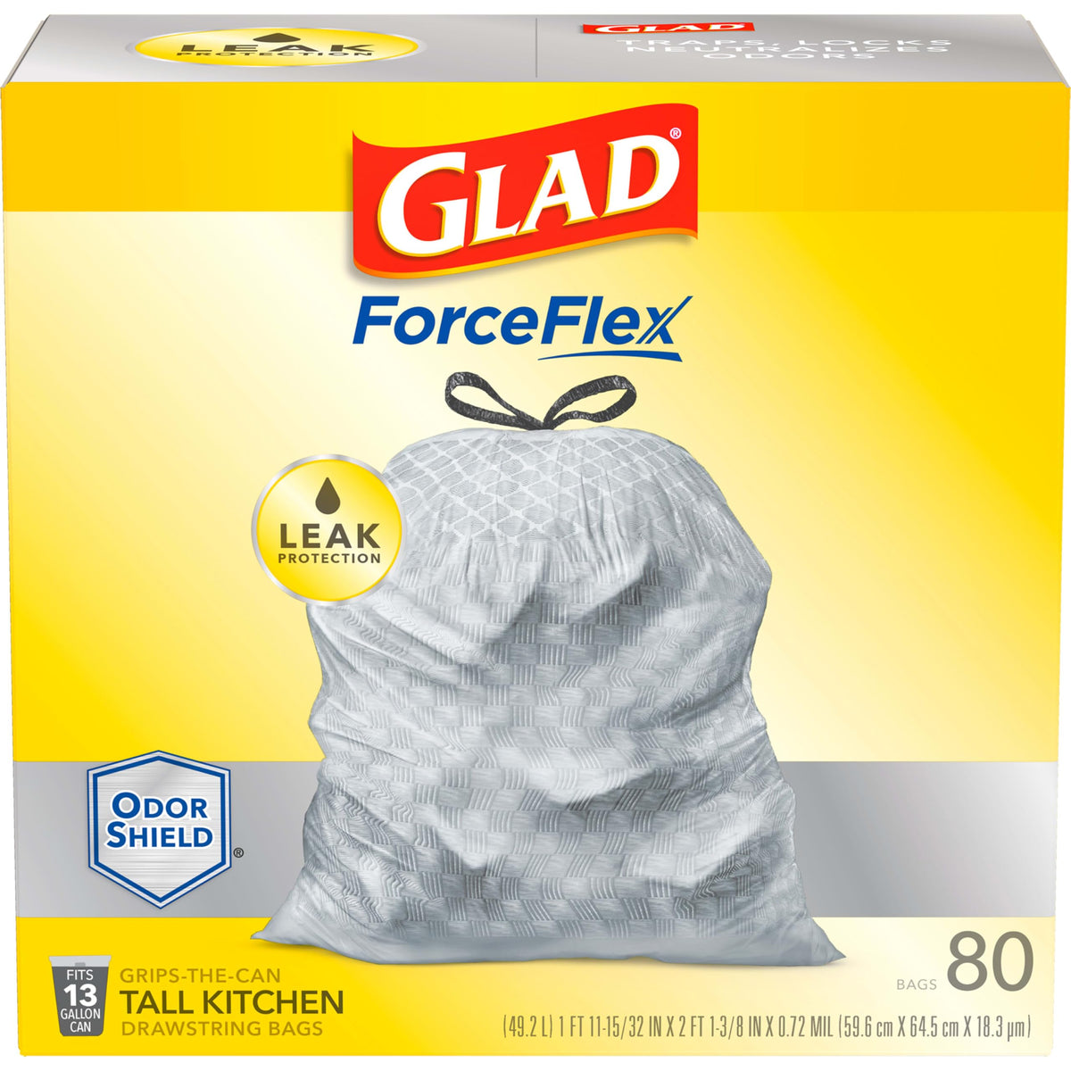 13 Gallon Unscented Tall Kitchen Drawstring Trash Bags 76 Count W2278