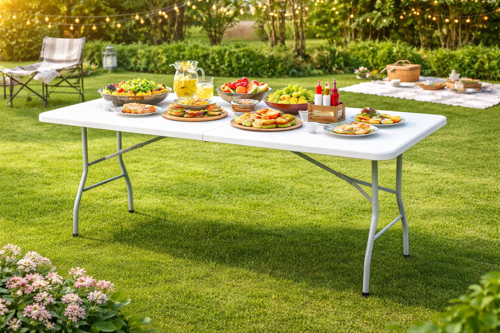 6FT Plastic Folding Table with Lock and Handle G43835