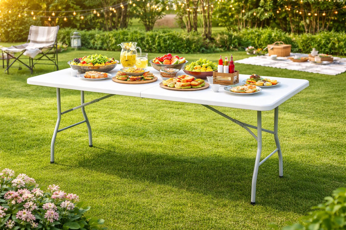 6FT Plastic Folding Table with Lock and Handle G43835