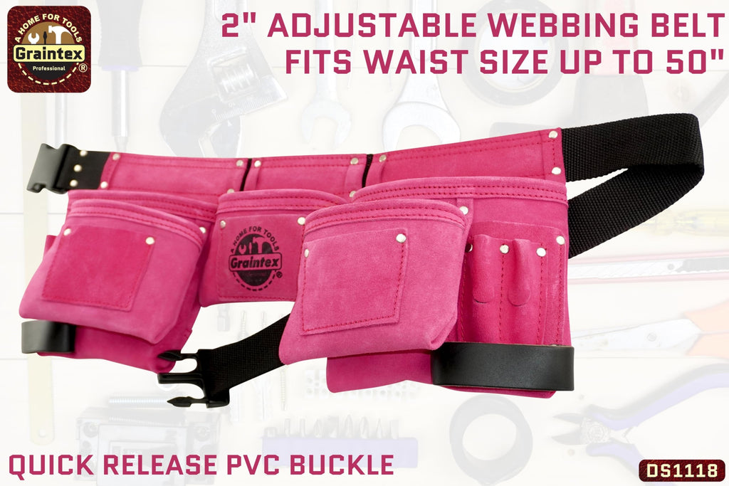 Pink 8 Pocket Suede Leather Tool Belt C9250