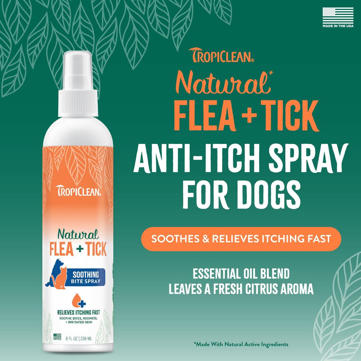 Flea and Tick Bite Relief Treatment Spray for Dogs & Cats, 8oz Z43678