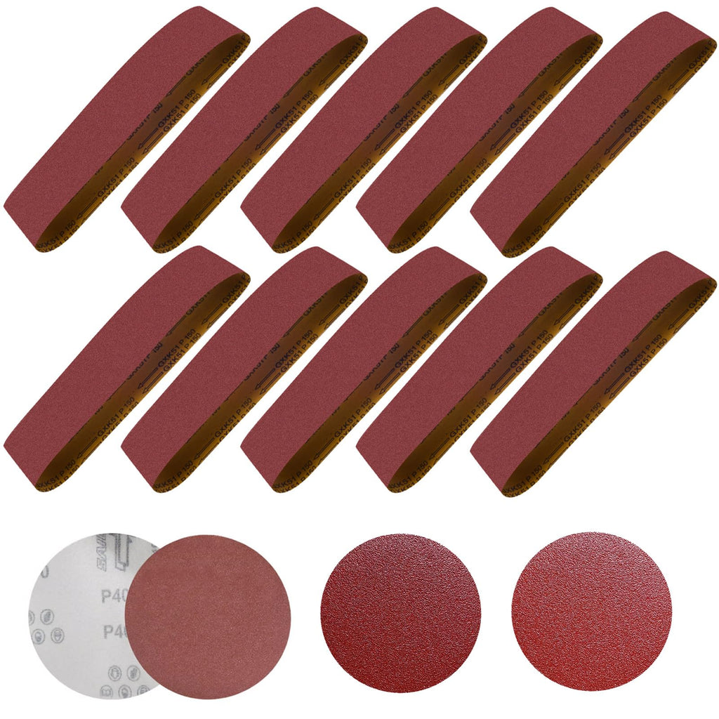 4 x 36 Inch Aluminum Oxide Sanding Belts and 6 Inch Sanding Discs Pack of 14 A9317