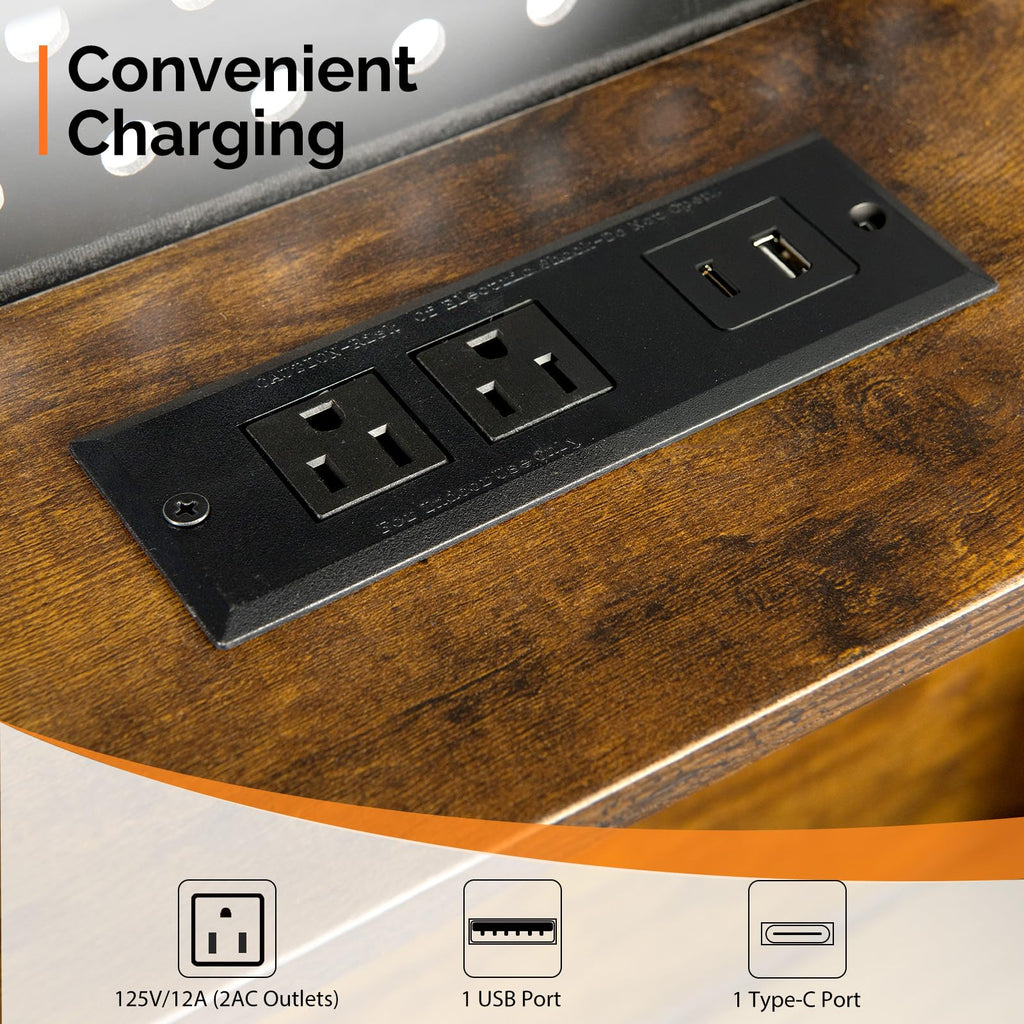 14 Inch Full Floating Bed Frame with USB Charging Station and LED Lights G527339