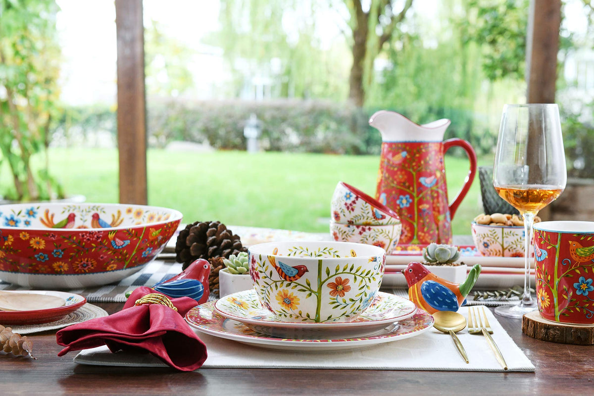 Red Ceramic 16 pcs Dinnerware Set, Service for 4 I114